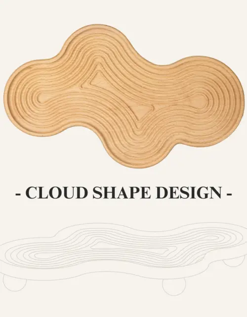Decorative Wooden Tray, Clouds Perfume Tray with Non-Slip Pad, Bathroom Tray Organizer for Jewelry, Coffee, Desktop Decoration