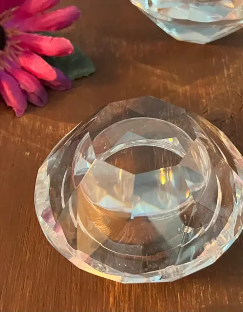 Crystal Prism Geometric Diamond Cut Tea Light Candle Holders Set 3