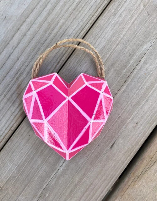 Heart Ornaments, Valentines Day Gift, Heart Gift, Valentines Day Party Favors, Heart Home Decor, Geometric Heart, Ornaments, Gift For Love