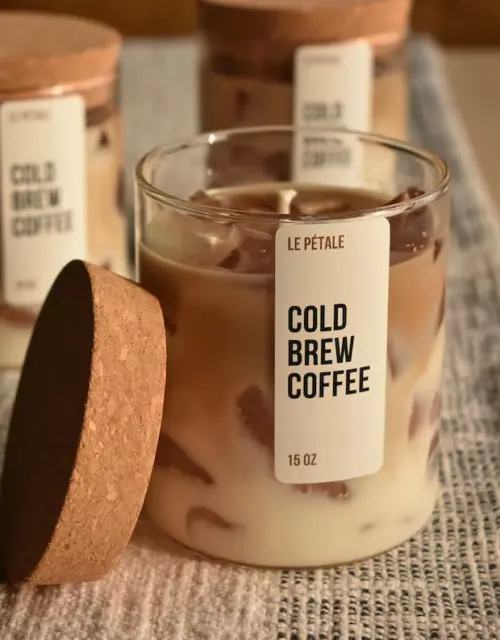 Iced Coffee Candle 15 oz | Iced Latte Coffee Scented Handmade Candle | Coffee Scented Candle with Ice Cube Design
