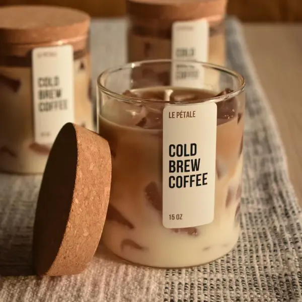 Iced Coffee Candle 15 oz | Iced Latte Coffee Scented Handmade Candle | Coffee Scented Candle with Ice Cube Design