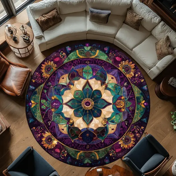 Bohemian Round Rug, Mandala Area Rug, Cozy Home Decor, Bedroom or Living Room Accent, Yoga Mat, Gift Idea